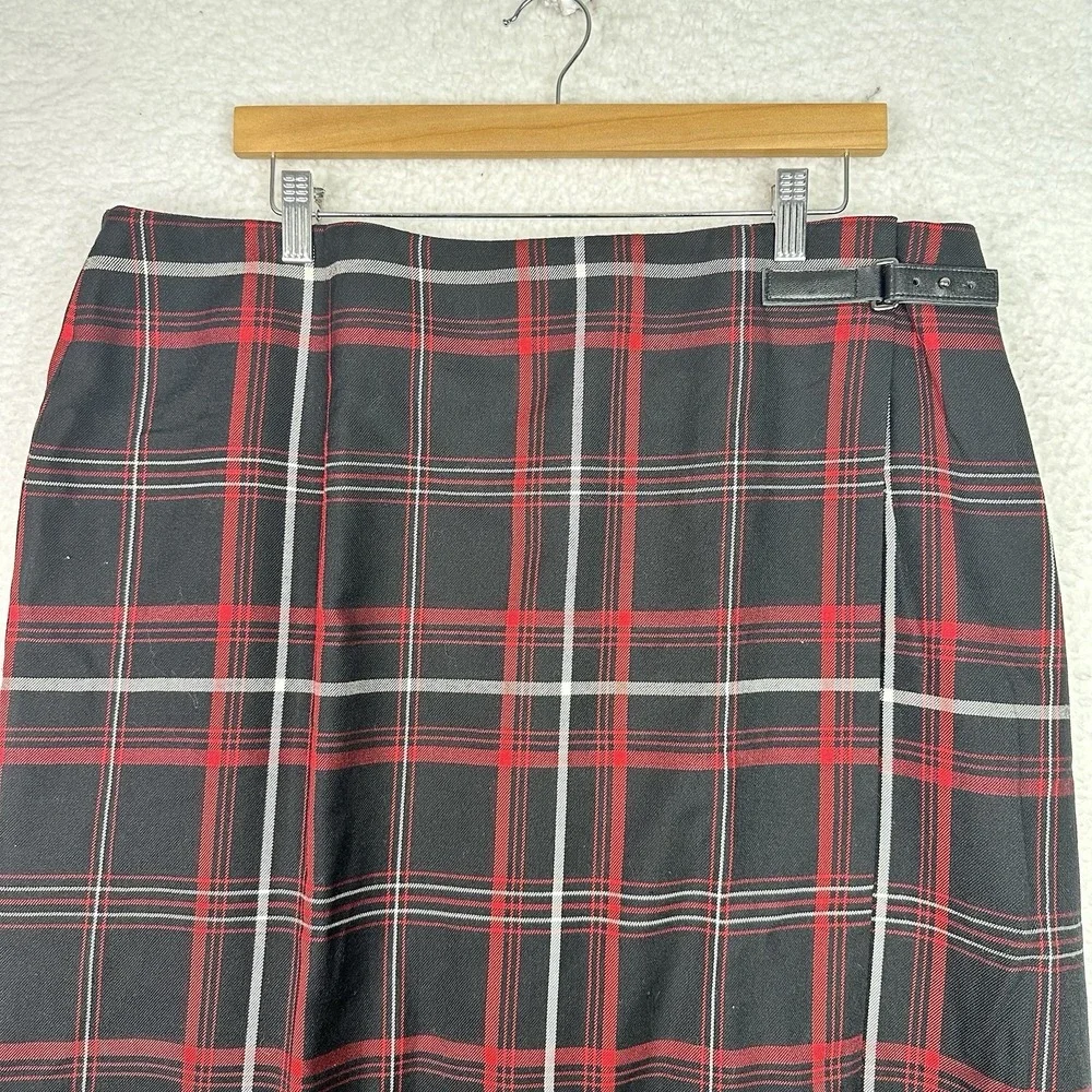 Charter Club Plaid Wool Blend Midi Skirt‎ Dark Academia Preppy Office